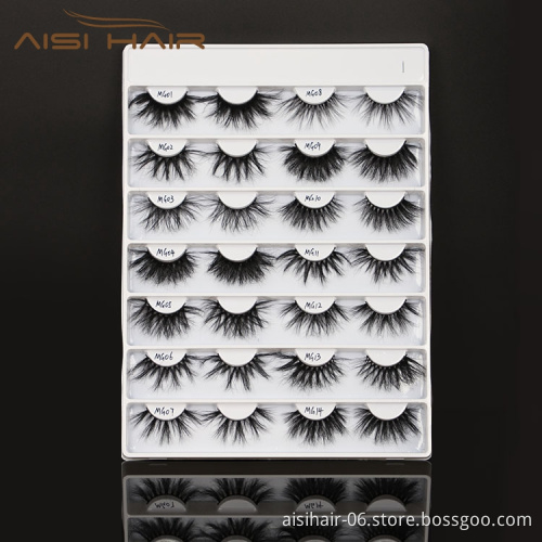 Aisi Hair Wholesale 27 mm 3D 5D Eyelashes With Customized Package Long Fluffy Thick Mink Fur False Eye Lash Vendor